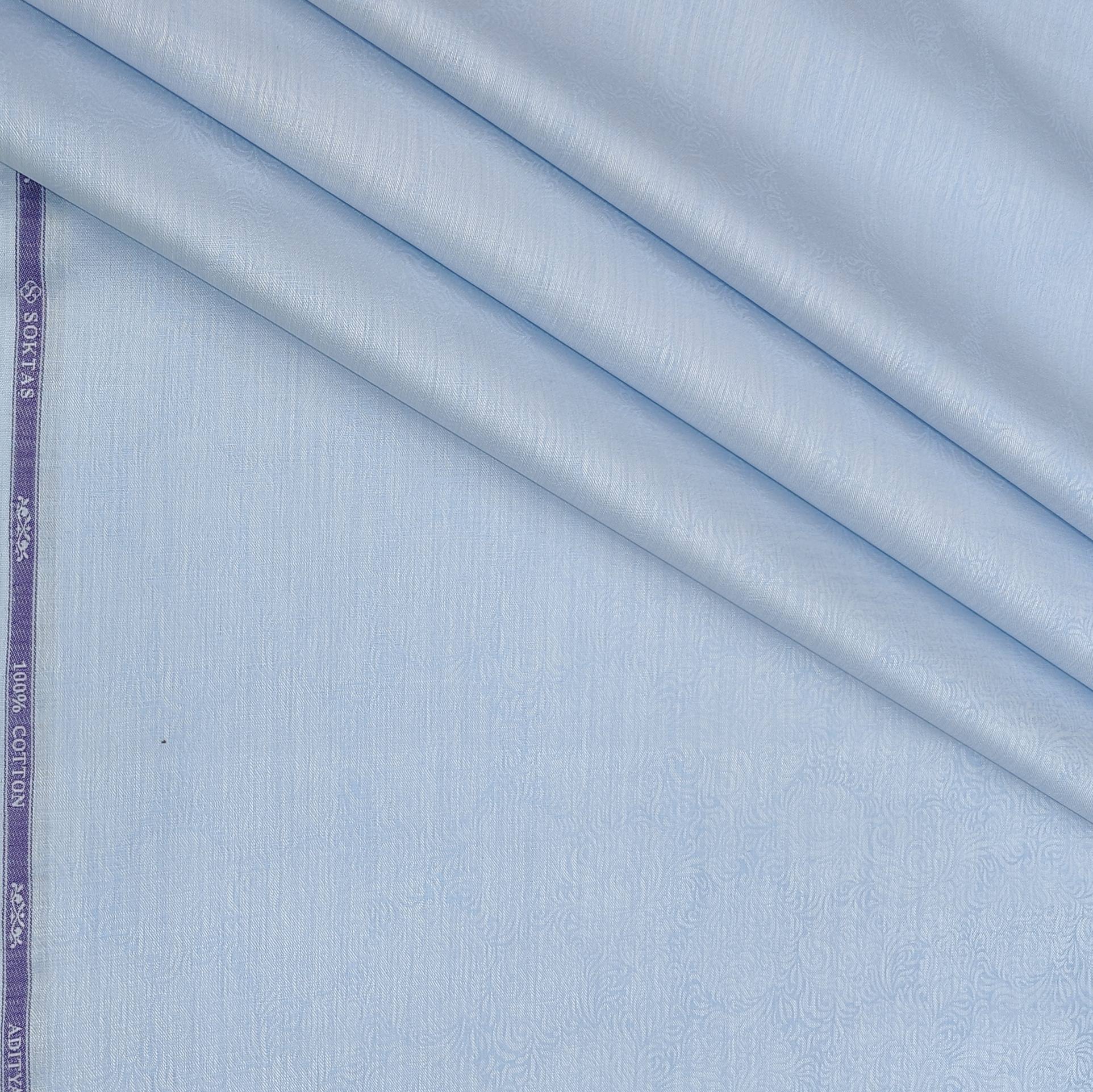 Shirt Fabric Soktas Finest 80s Giza Cotton Jacquard Colour Water Blue